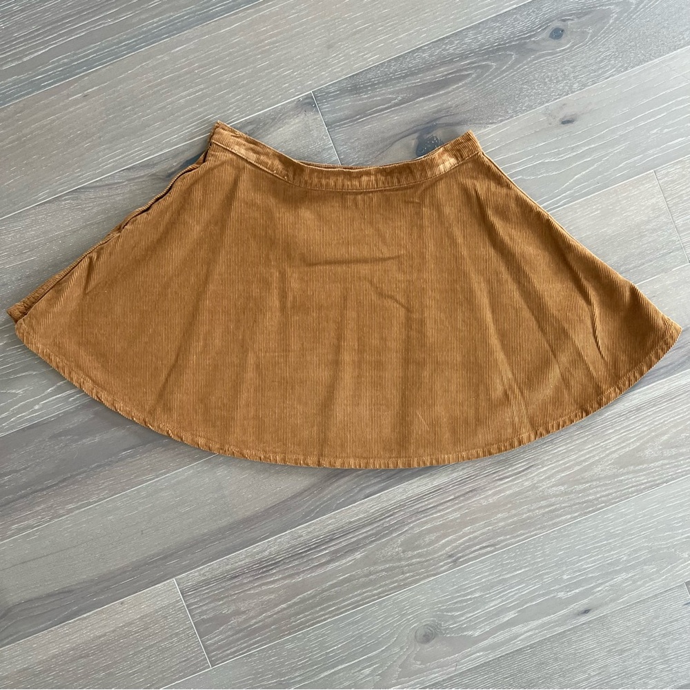 Corduroy by American Apparel Camel A-Line Mini Skirt—Medium